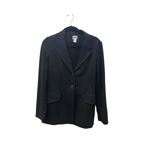 Chico’s Women's Regular Solid Black Blazer Jacket Two Front Button Size 1 - Picture 1 of 5